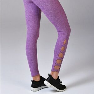 Glyder Lace Up Accent Purple Space Dye Leggings M